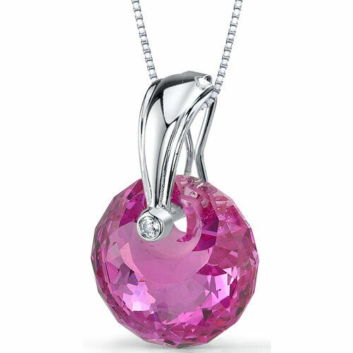 Pink Sapphire Pendant Necklace Sterling Silver Snail Cut 22 Cts