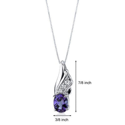 Alexandrite Pendant Necklace Sterling Silver Oval 1.75 Carats