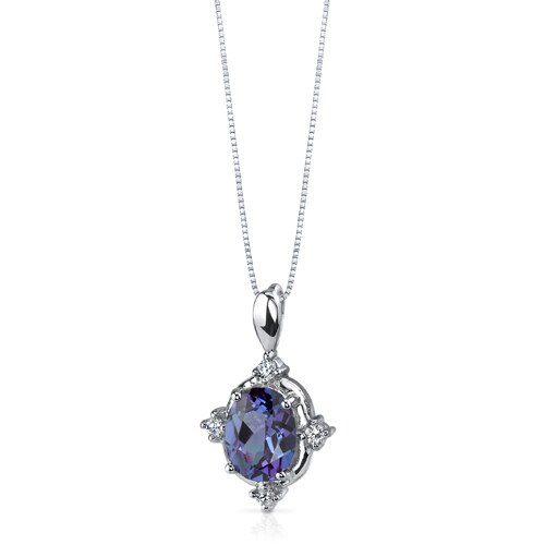 Alexandrite Pendant Necklace Sterling Silver Oval 2.5 Carats