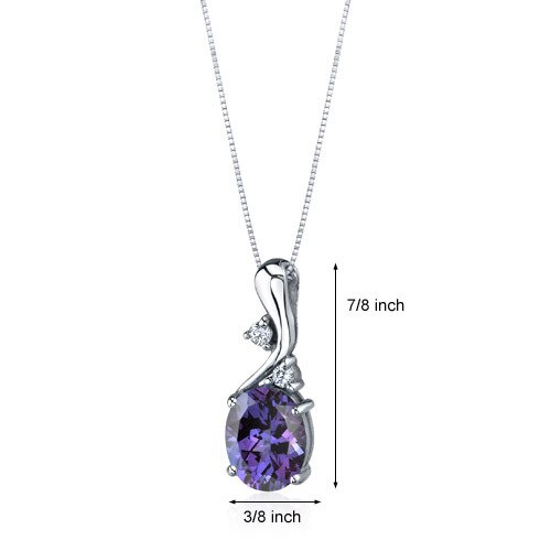 Alexandrite Pendant Necklace Sterling Silver Oval 3.5 Carats