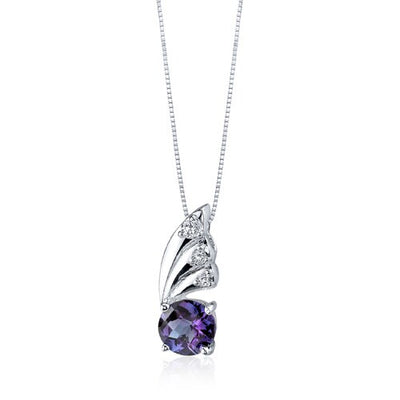 Alexandrite Pendant Necklace Sterling Silver Round 1.75 Carats