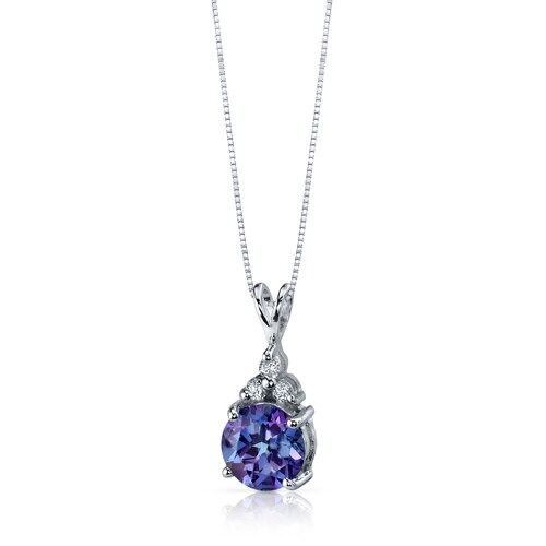 Alexandrite Pendant Necklace Sterling Silver Round 2.5 Carats