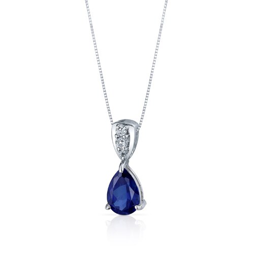Blue Sapphire Pendant Necklace Sterling Silver Pear 2.5 Carats