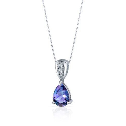 Alexandrite Pendant Necklace Sterling Silver Pear 2.5 Carats