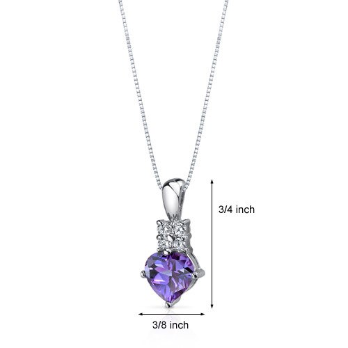 Alexandrite Pendant Necklace Sterling Silver Heart 1.75 Carats