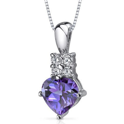 Alexandrite Pendant Necklace Sterling Silver Heart 1.75 Carats