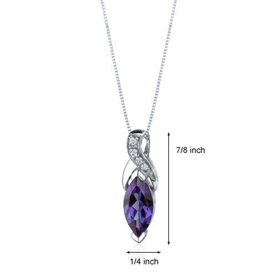 Alexandrite Pendant Necklace Sterling Silver Marquise 2.5 Carat
