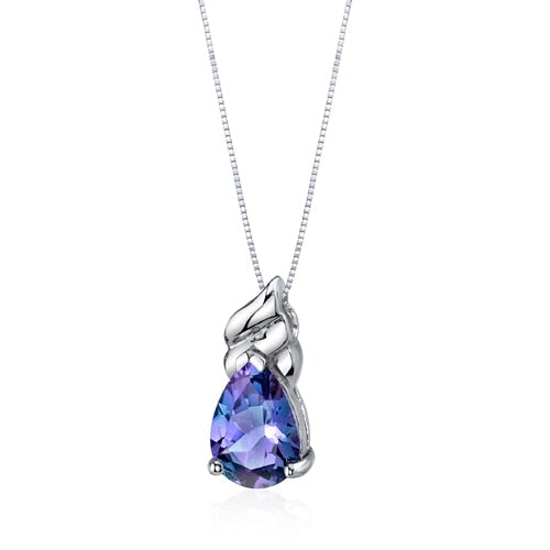 Alexandrite Pendant Necklace Sterling Silver Pear 3.75 Carats