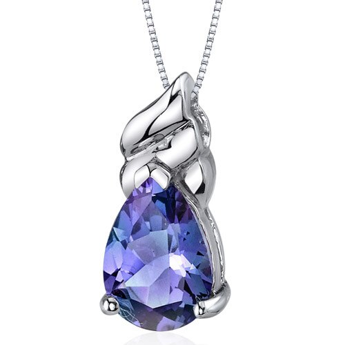Alexandrite Pendant Necklace Sterling Silver Pear 3.75 Carats