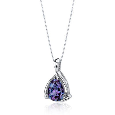 Alexandrite Pendant Necklace Sterling Silver Pear 2.5 Carats