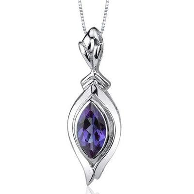 Alexandrite Pendant Necklace Sterling Silver Marquise 1.25 Cts