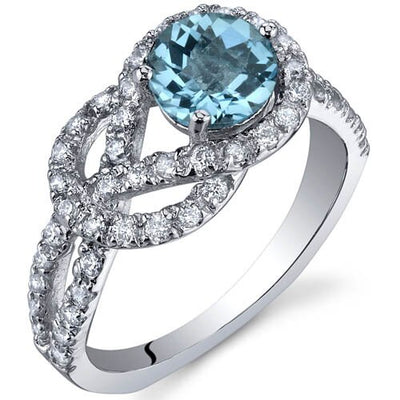 Swiss Blue Topaz Ring Sterling Silver Round Shape 1 Carats