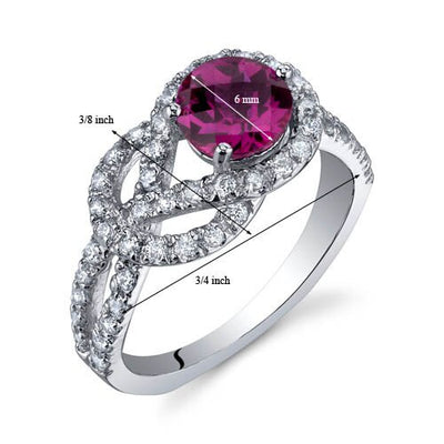 Created Ruby Ring Sterling Silver Round Shape 1 Carat