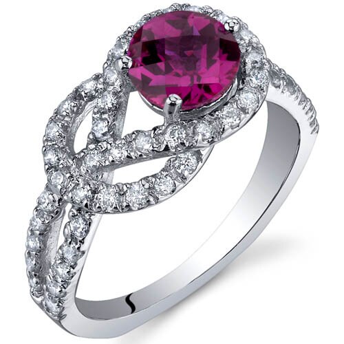 Created Ruby Ring Sterling Silver Round Shape 1 Carat