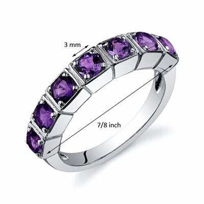 Amethyst Ring Sterling Silver Round Shape 1.75 Carats