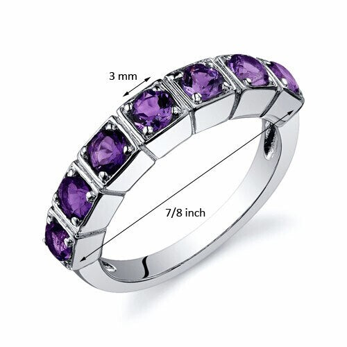 Amethyst Ring Sterling Silver Round Shape 1.75 Carats