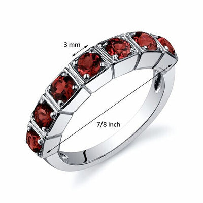 Garnet Ring Sterling Silver Round Shape 1.75 Carats