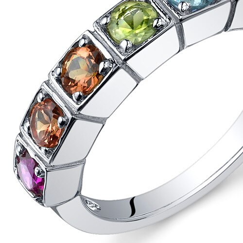 Rainbow Ring Sterling Silver Round Shape 1.75 Carats
