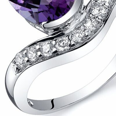 Amethyst Ring Sterling Silver Oval Shape 1.5 Carats