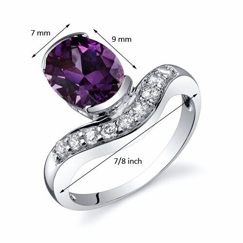 Alexandrite Ring Sterling Silver Oval Shape 2.75 Carats