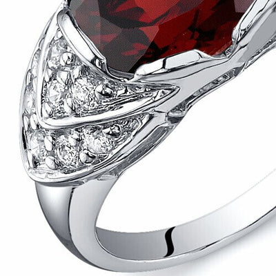 Garnet Ring Sterling Silver Oval Shape 3.25 Carats