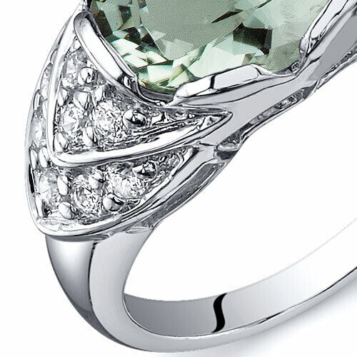 Green Amethyst Ring Sterling Silver Oval Shape 2.25 Carats