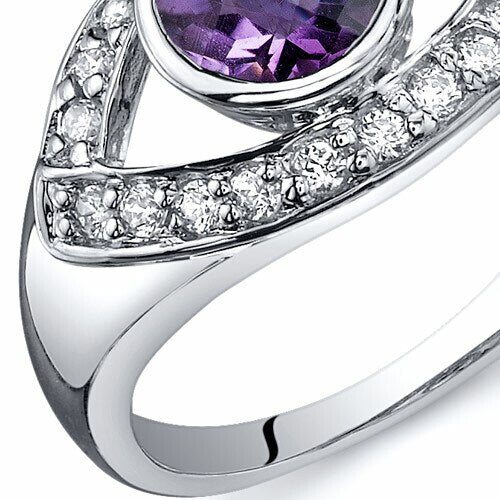 Amethyst Ring Sterling Silver Round Shape 0.75 Carats
