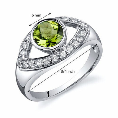 Peridot Ring Sterling Silver Round Shape 0.75 Carats