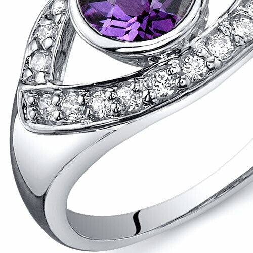Alexandrite Ring Sterling Silver Round Shape 1 Carats