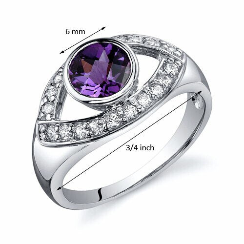 Alexandrite Ring Sterling Silver Round Shape 1 Carats