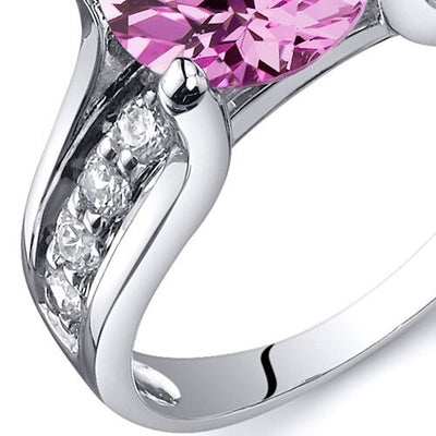 Pink Sapphire Ring Sterling Silver Round Shape 2.75 Carats