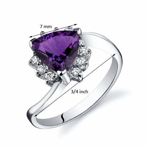 Amethyst Ring Sterling Silver Trillion Shape 1 Carats