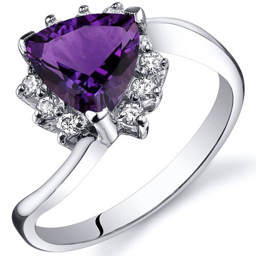 Amethyst Ring Sterling Silver Trillion Shape 1 Carats