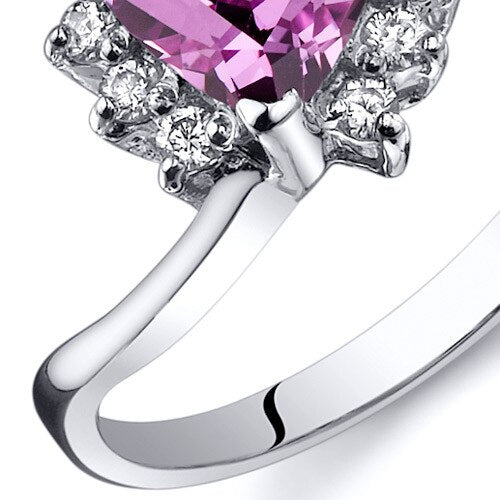 Pink Sapphire Ring Sterling Silver Trillion Shape 1.75 Carats