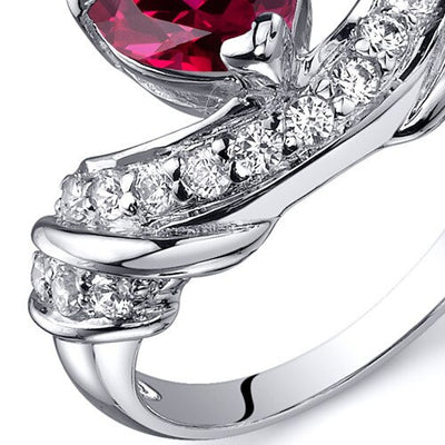 Ruby Ring Sterling Silver Heart Shape 1.75 Carats SR10362