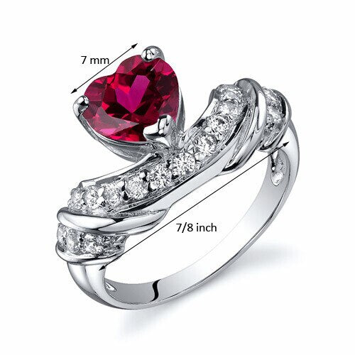 Ruby Ring Sterling Silver Heart Shape 1.75 Carats SR10362