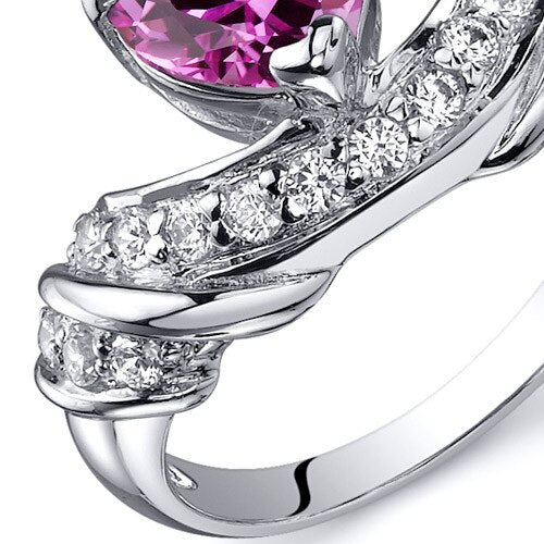 Pink Sapphire Ring Sterling Silver Heart Shape 1.75 Carats