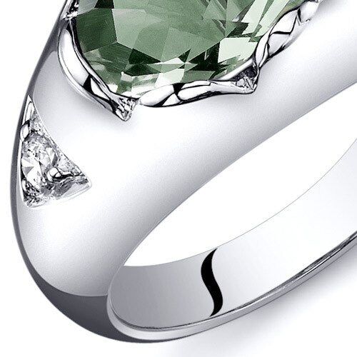 Green Amethyst Ring Sterling Silver Oval Shape 1.5 Carats