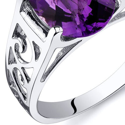 Amethyst Ring Sterling Silver Oval Shape 2.25 Carats