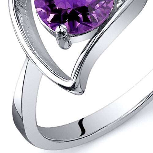 Amethyst Ring Sterling Silver Round Shape 0.75 Carats