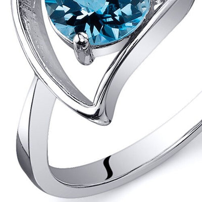 Swiss Blue Topaz Ring Sterling Silver Round Shape 1 Carats