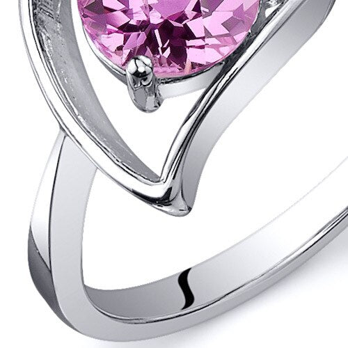 Pink Sapphire Ring Sterling Silver Round Shape 1 Carats