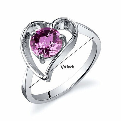 Pink Sapphire Ring Sterling Silver Round Shape 1 Carats