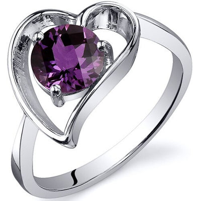 Alexandrite Ring Sterling Silver Round Shape 1 Carats
