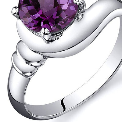 Alexandrite Ring Sterling Silver Round Shape 1.75 Carats