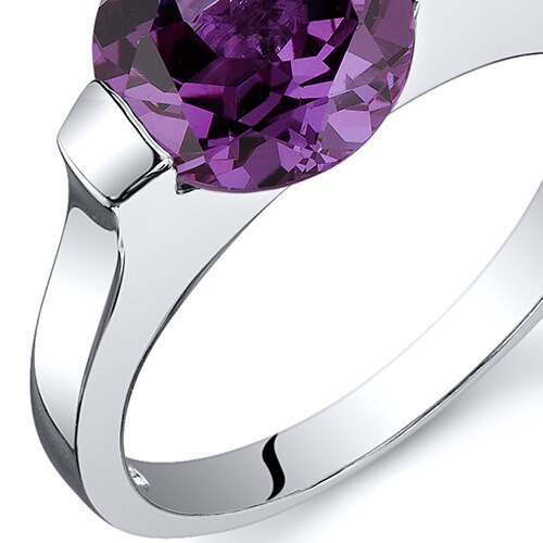 Alexandrite Ring Sterling Silver Round Shape 2.75 Carats