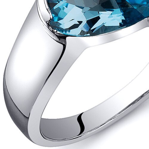 Swiss Blue Topaz Ring Sterling Silver Pear Shape 1.25 Carats