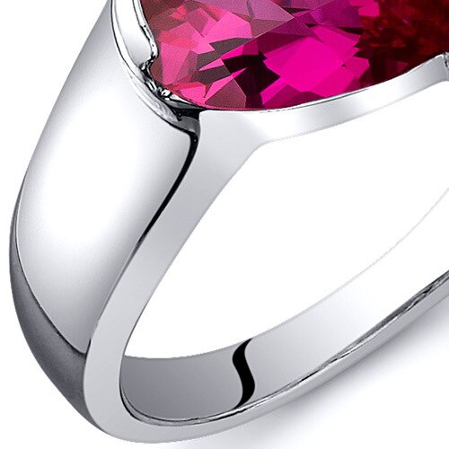 Created Ruby Ring Sterling Silver Pear Shape 1.5 Carats