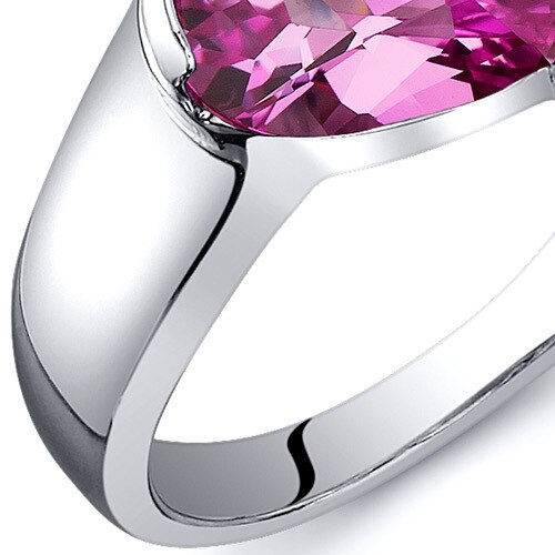 Pink Sapphire Ring Sterling Silver Pear Shape 1.75 Carats