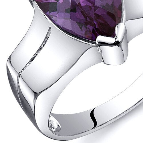 Alexandrite Ring Sterling Silver Pear Shape 3.75 Carats